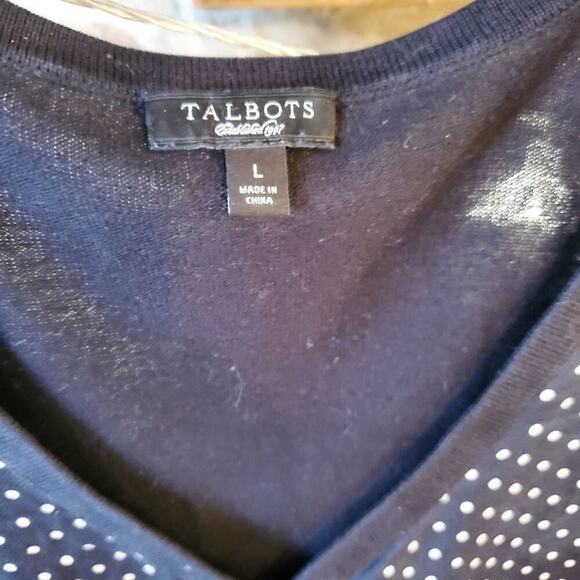 Talbots lightweight silk polka dot cardigan size large - Picture 3 of 5